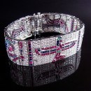 platinum multi gem diamond sapphire emerald onyx bracelet