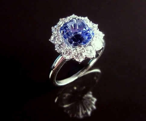 sapphire and diamond cluster ring